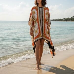 # A194   Why Dress   Boho Luxe   Baroque  Print  Kaftan  Kimono  NWT  L/XL